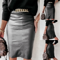 Fashion Chain Artificial Leather PU Skirt