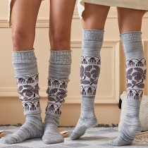 Vintage Floral Printed Pile Socks Stockings