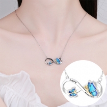 Fashion LOVE-FOREVER Rhinestone Butterfly Infinity Pendant Necklace