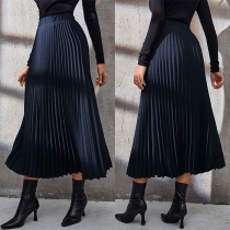 Fashion Solid Color Pleated Skirt