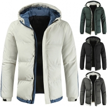 Fashion Long Sleeve Quilted Hooded Cotton-padded Jacket for Men