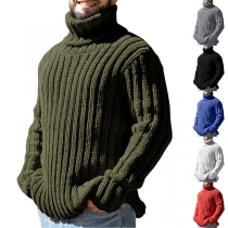 Fashion Solid Color Turtleneck Long Sleeve Knitted Sweater for Men