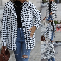 Fashion Houndstooth Printed Flannel Blazer