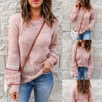 Fashion Round Neck Long Sleeve Colorful Knitted Sweater