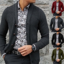 Fashion Solid Color Knitted Cardigan for Men