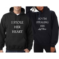 Fashion Letter Printed Hooded Sweatshirt for Couple