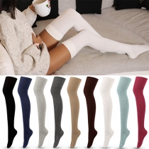 Fashion Solid Color Knitted Over-the-knee Socks
