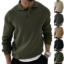 Casual Solid Color Stand Collar Long Sleeve Shirt for Men