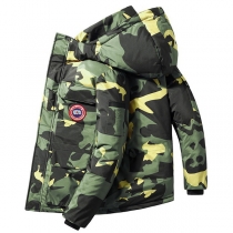 Fashion Camouflage Printed Hooded Parka Cotton Coat for Men