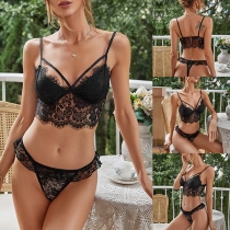 Sexy Lace Three-piece Lingerie Set Consist of Lingerie Bra, Panties and Gloves