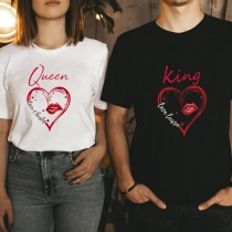 Fashion Heart Queen-King Printed Shirt for Couples