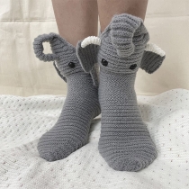 Cute 3D Elephant Gray Knitted Socks