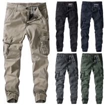 Fashion Solid Color Multi-pockets Cargo Pants for Men