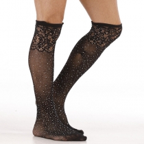 Fashion Rhinestone Lace Spliced Socks for Men