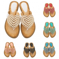 Bohemia Style Heart Bead Thong Sandals
