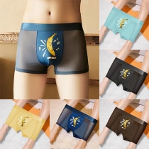 Sexy Semi-through Breathable Printed Boxer Brief for Men