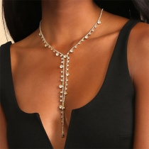 Fashion Rhinestone Tassel Necklace