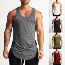 Casual Solid Color Sleeveless Sports Tank Top for Men
