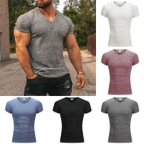 Casual Breathable Round Neck Short Sleeve Sport Shirt for Men