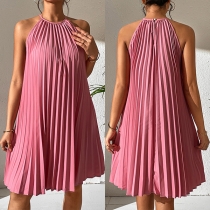 Fashion Pink Pleated Dress