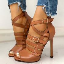 Fashion Strappy Open-toe High-heeled Shoes