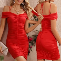 Sexy Off-the-shoulder Ruched Bodycon Dress