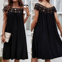 Fashion Lace Spliced Off-the-shoulder Dress