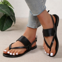 Fashion Solid Color Cutout Thong Sandals