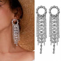 Fashion Rhinestone Tassel Drop Earrings