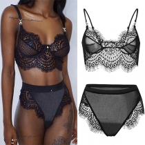 Sexy Lace Spliced Two-piece Lingerie Set