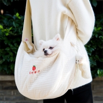 Portable Canvas Single-Shoulder Pet Sling Bag, Convenient Cat and Small Dog Carrier