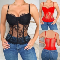 Fishbone Corset with Button Back Closure- Cami Top
