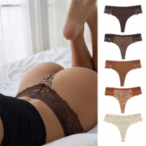 Fashion Lace Spliced Leopard Printed Low-rise Panties