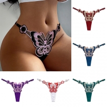 Sexy Semi-through Butterfly Embroidered Low-rise Panties