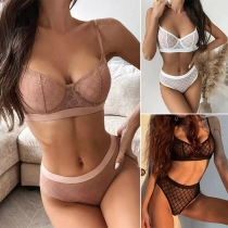 Sexy Semi-through Mesh Push-up Two-piece Lingerie Set