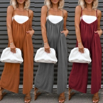 Fashion Solid Color Wide-leg Jumpsuit
