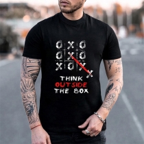 Punk Fashion Printed Round Neck Short Sleeve Shirt for Men