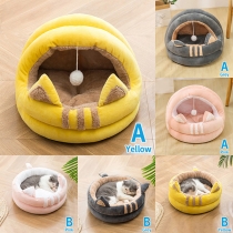 Cozy and Stylish Cat Shape Cat Bed - Half-Enclosed Pet House for Cats - Comfortable Cat Cave and Bedding Supplies