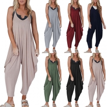 Casual Solid Color Oversize Jumpsuit