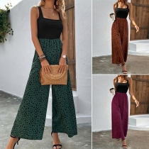 Sexy Printed Contrast Color Wide-leg Jumpsuit