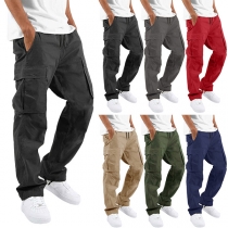 Casual Solid Color Side Patch Pockets Pants for Men