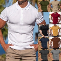 Casual Stand Collar Short Sleeve Polo Shirt for Men