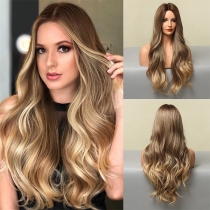 Women's Synthetic Wig - Center Parting, Ombre Golden Blonde, Loose Waves