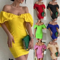 Sexy Solid Color Strapless Bodycon Party Dress