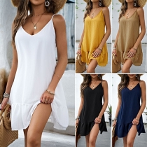 Casual Solid Color Slip Dress