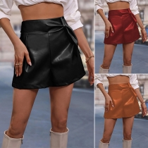 Street Fashion Artificial Leather PU Skirt