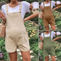 Casual Solid Color Adjustable Maternity Romper