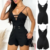 Sexy Lace-up Slip Romper