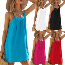 Casual Solid Color Slip Dress