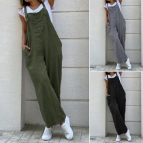 Casual Solid Color Loose Jumpsuit